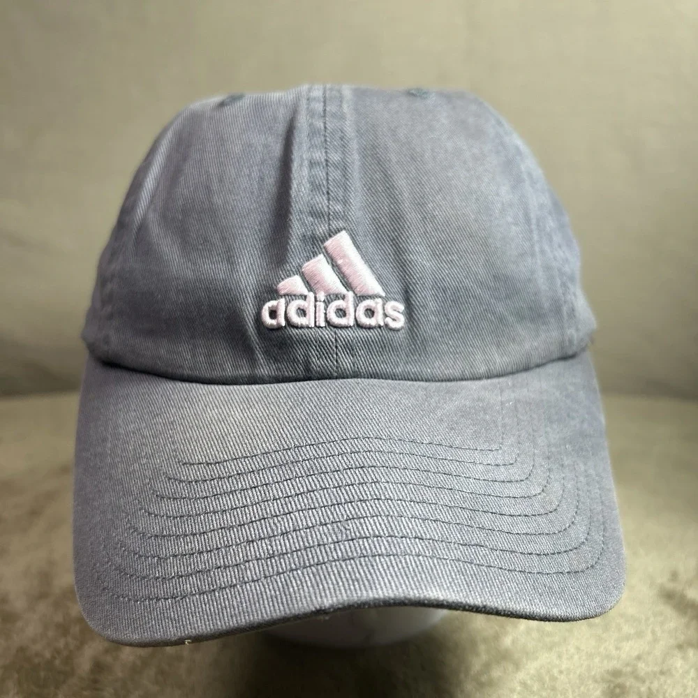 Adidas Womens Hat Gray Pink Logo Adjustable Strapback Baseball Cap OSFM‎